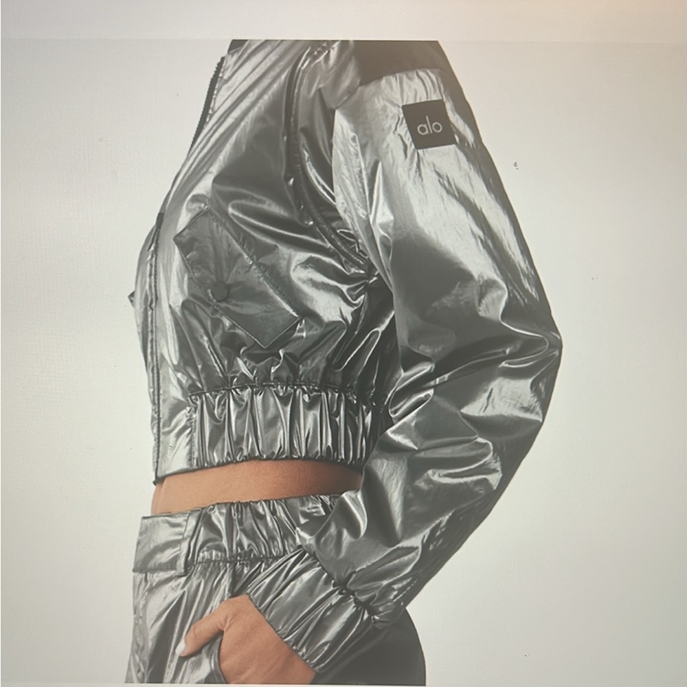 ALO Yoga Metallic Bomber Jacket - Picture 3 of 4